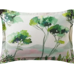 BecquetTaie d'oreiller volant, motif paysage PRINTANIERE vert