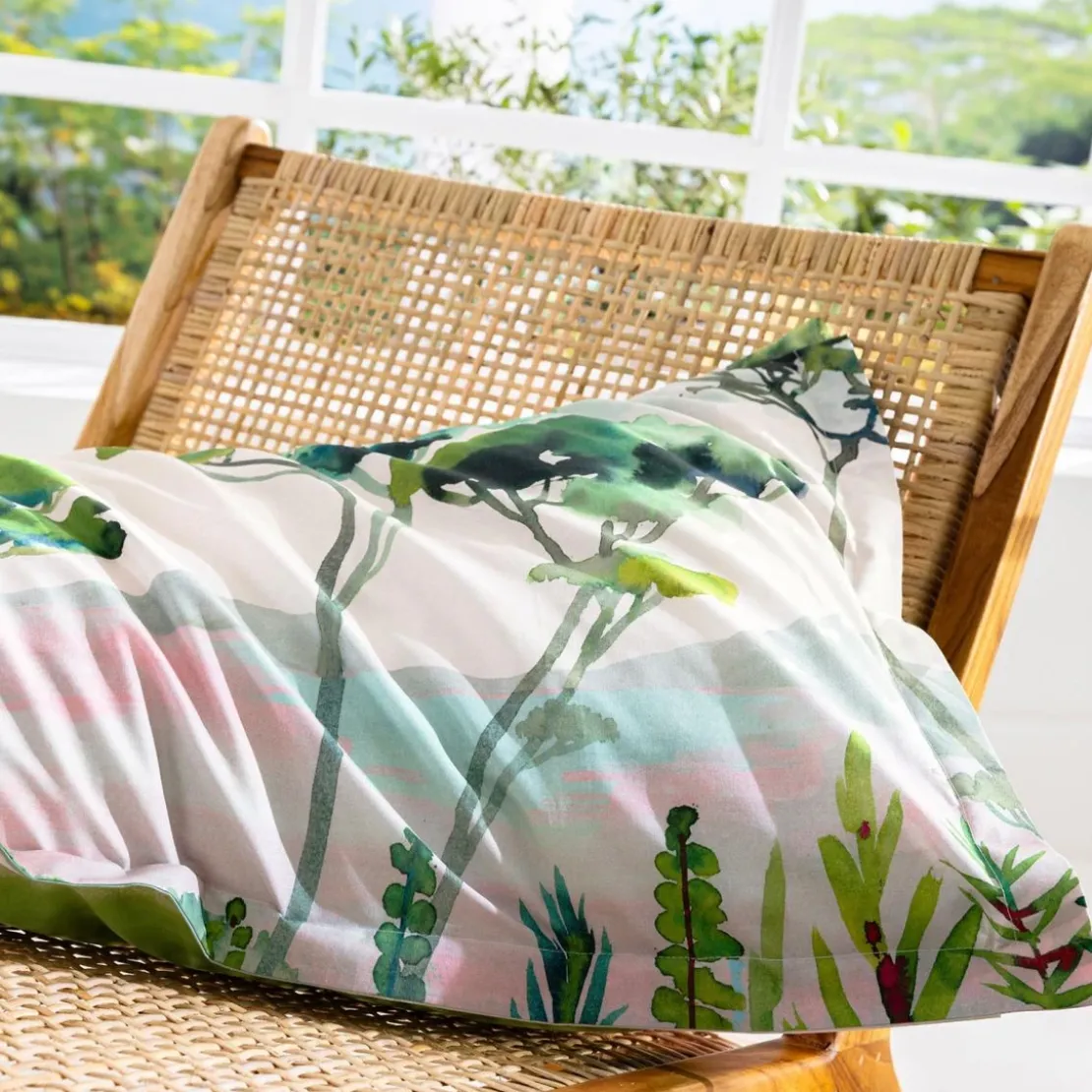 BecquetTaie d'oreiller volant, motif paysage PRINTANIERE vert