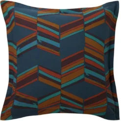 BecquetTaie d'oreiller volant carrée JEUX GRAPHIQUES style chevrons, multicolore