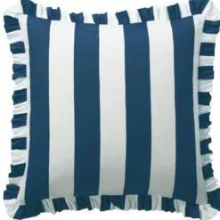 BecquetTaie d'oreiller volant réversible en coton bleu marine - ANDERSON