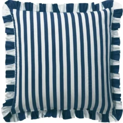 BecquetTaie d'oreiller volant réversible en coton bleu marine - ANDERSON