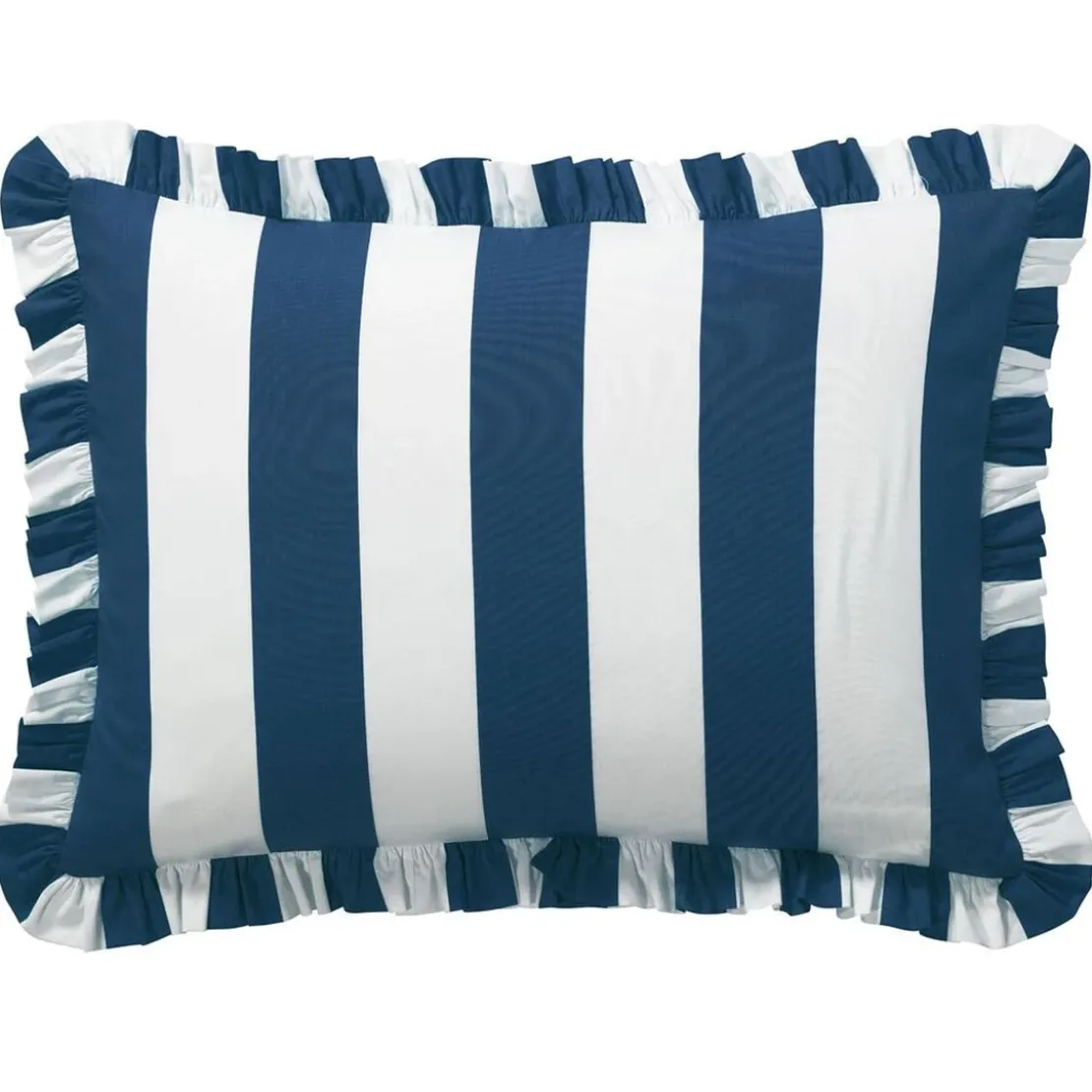 BecquetTaie d'oreiller volant réversible en coton bleu marine - ANDERSON