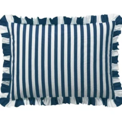 BecquetTaie d'oreiller volant réversible en coton bleu marine - ANDERSON