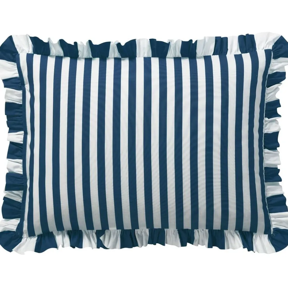 BecquetTaie d'oreiller volant réversible en coton bleu marine - ANDERSON