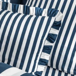 BecquetTaie d'oreiller volant réversible en coton bleu marine - ANDERSON