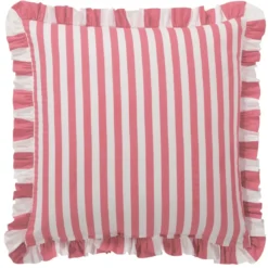 BecquetTaie d'oreiller volant réversible en coton rose bonbon - ANDERSON