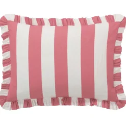 BecquetTaie d'oreiller volant réversible en coton rose bonbon - ANDERSON