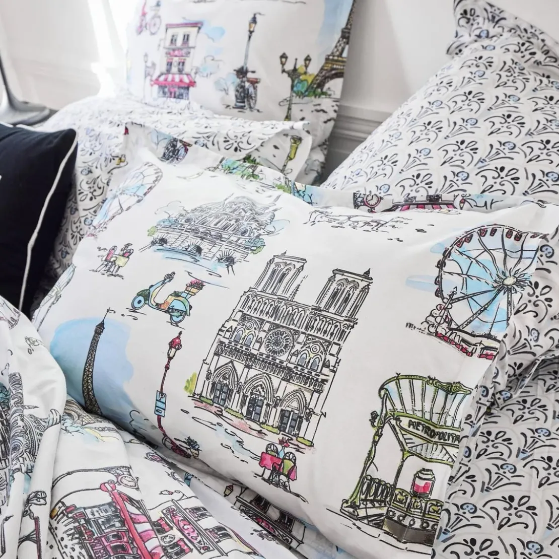BecquetTaie d'oreiller volant PARISIEN multicolore