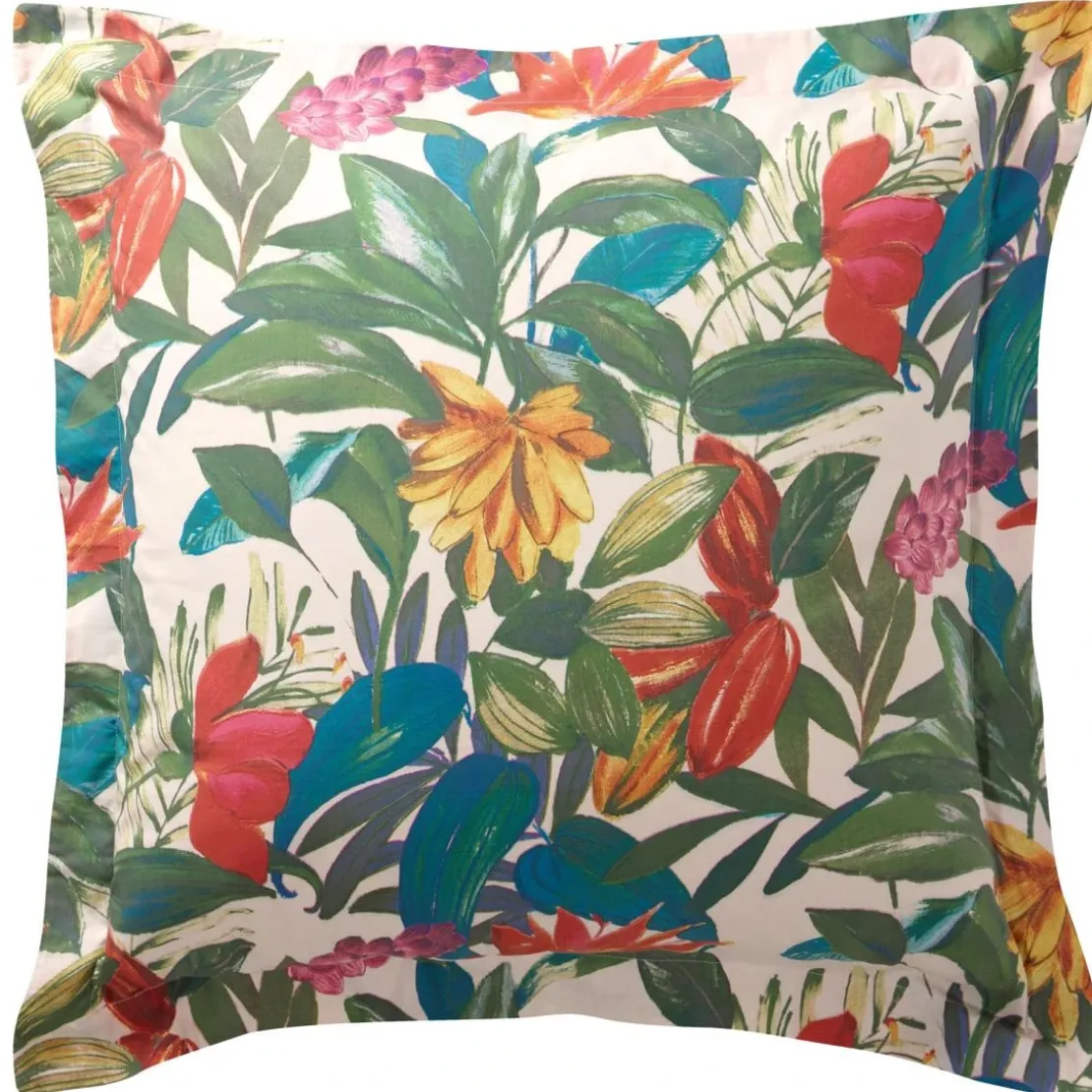 BecquetTaie d'oreiller volant fleurs et fruits exotiques BRESIL