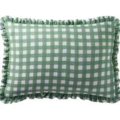 BecquetTaie d'oreiller vollant en gaze de coton vert - VICHY