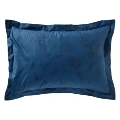 BecquetTaie d'oreilller réversible en coton bleu foncé - VITRAUX