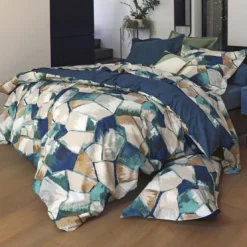 BecquetTaie d'oreilller réversible en coton bleu foncé - VITRAUX