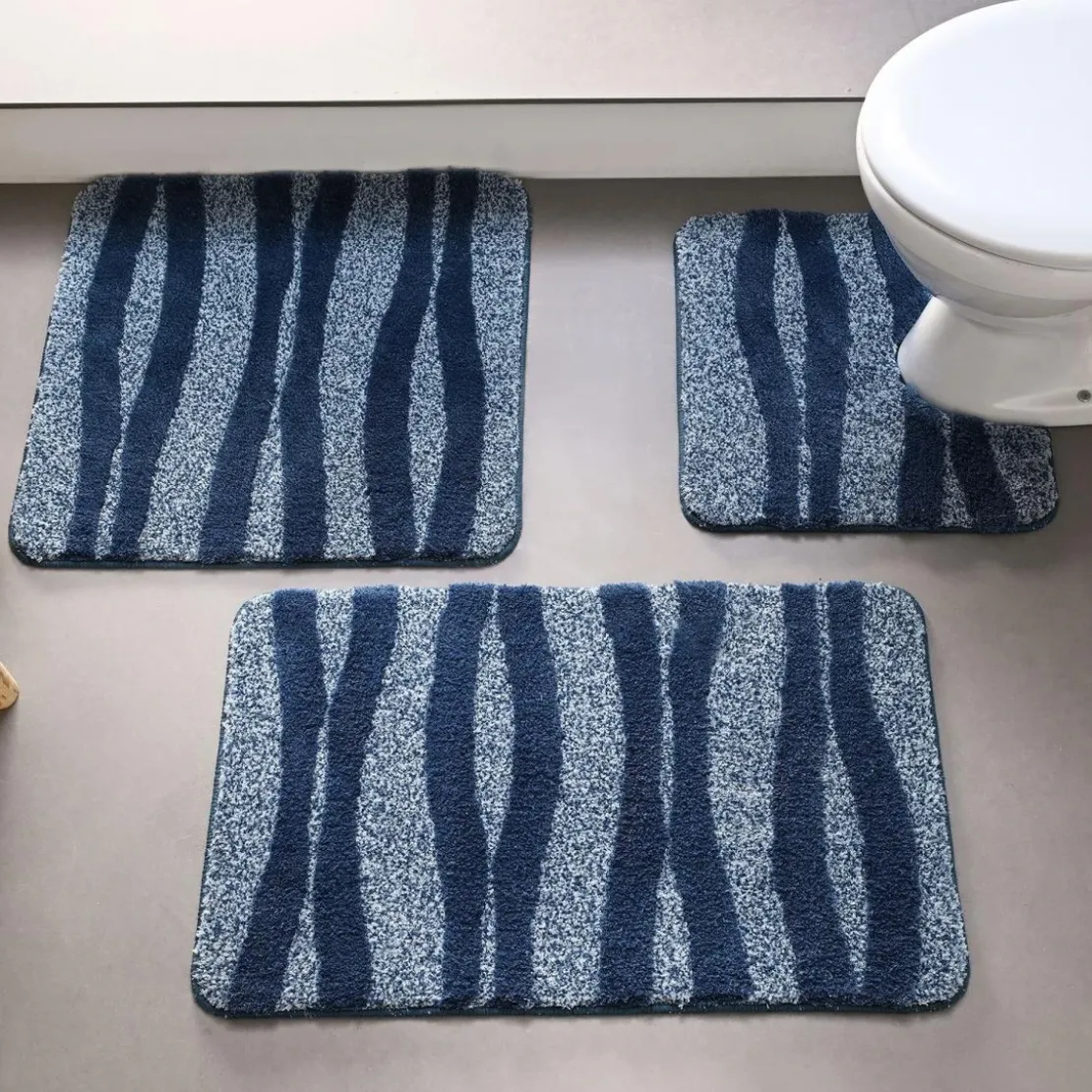 BecquetTapis contour WC en microfibre 2250 g/m² VAGUE - bleu