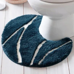 BecquetTapis contour WC en polyester bleu à motif graphique - PIERRE