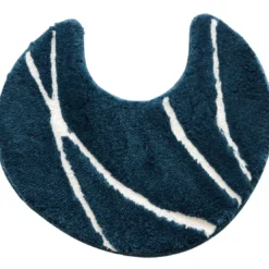 BecquetTapis contour WC en polyester bleu à motif graphique - PIERRE