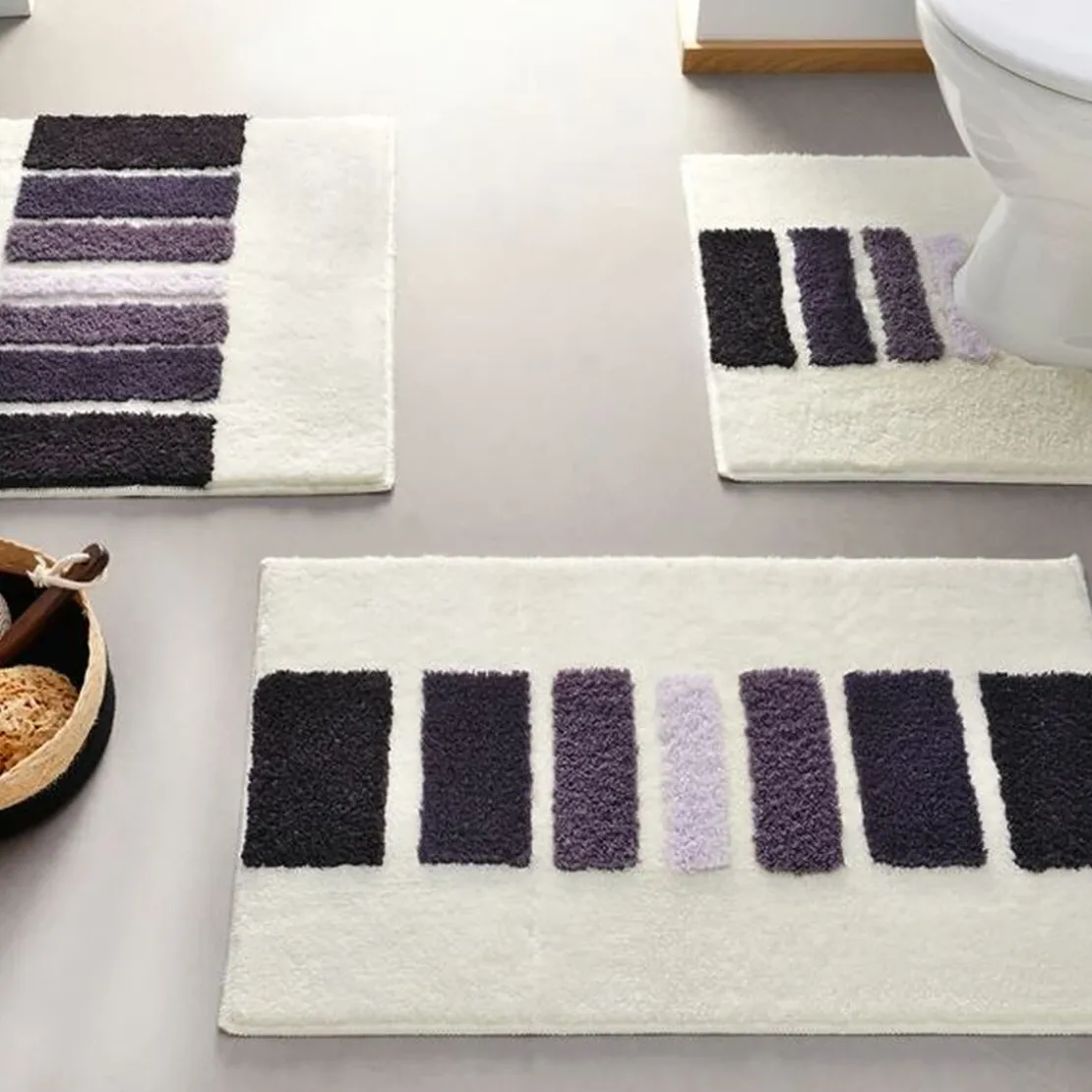 BecquetTapis contour WC à motifs géométriques et antidérapant SONIA Violet