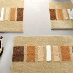 BecquetTapis contour WC épais imprimé beige SONIA