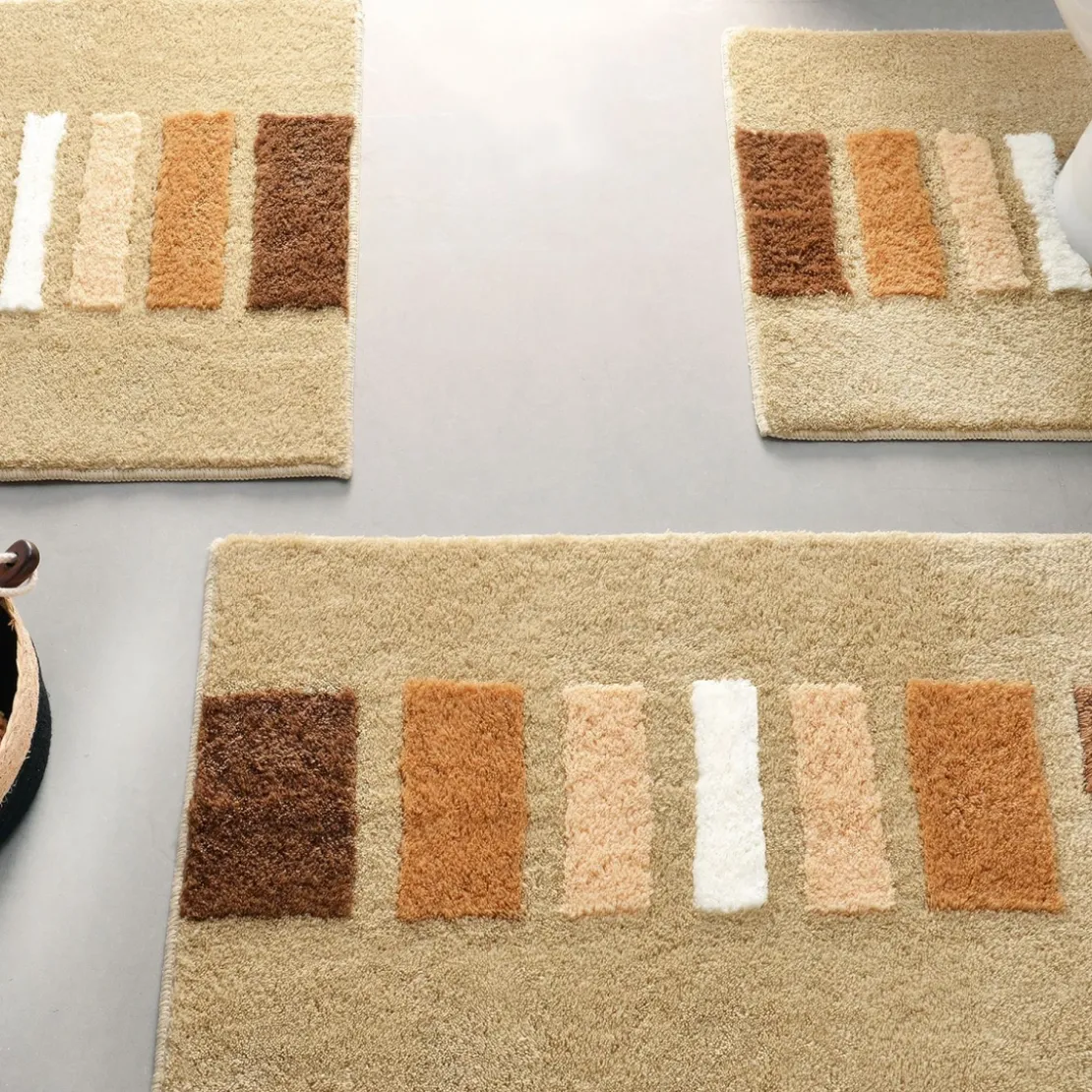BecquetTapis contour WC épais imprimé beige SONIA