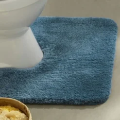 BecquetTapis contour WC UNIMICRO microfibre luxe bleu tempête