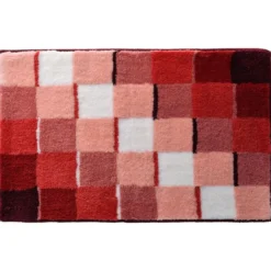 BecquetTapis de bain acrylique rose et terracotta effet mosaÎque 1850 g/m²
