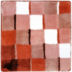 BecquetTapis de bain acrylique rose et terracotta effet mosaÎque 1850 g/m²