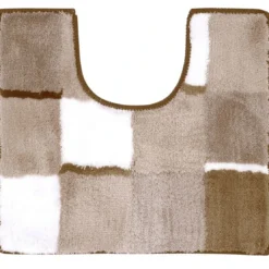 BecquetTapis de bain acrylique bicolore beige et marron effet mosaÎque 1850 g/m²