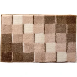 BecquetTapis de bain acrylique bicolore beige et marron effet mosaÎque 1850 g/m²