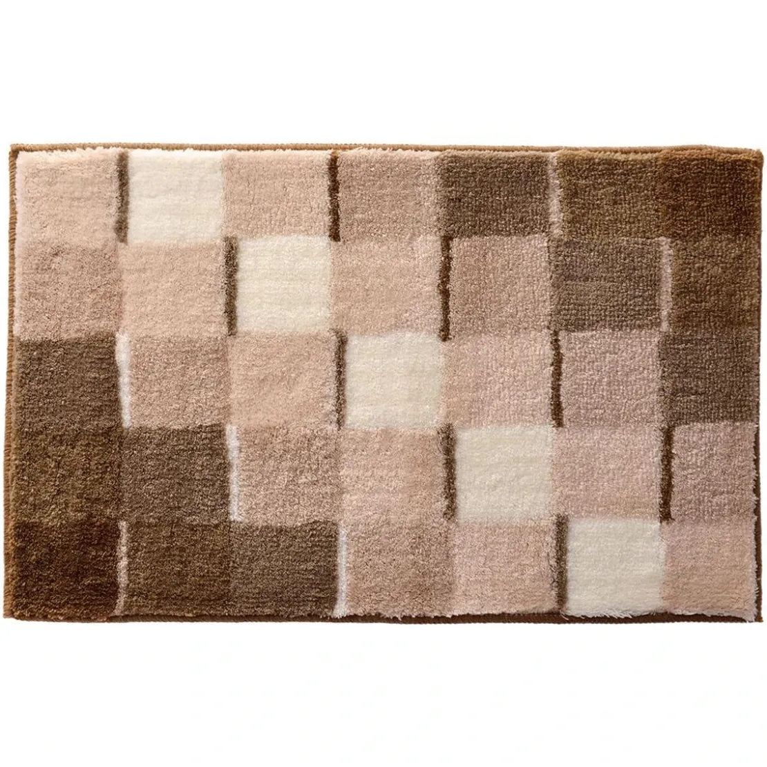BecquetTapis de bain acrylique bicolore beige et marron effet mosaÎque 1850 g/m²