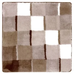 BecquetTapis de bain acrylique bicolore beige et marron effet mosaÎque 1850 g/m²