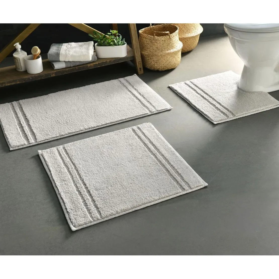BecquetTapis de bain, contour WC en coton 1800g/m² LIGNUS - gris brume