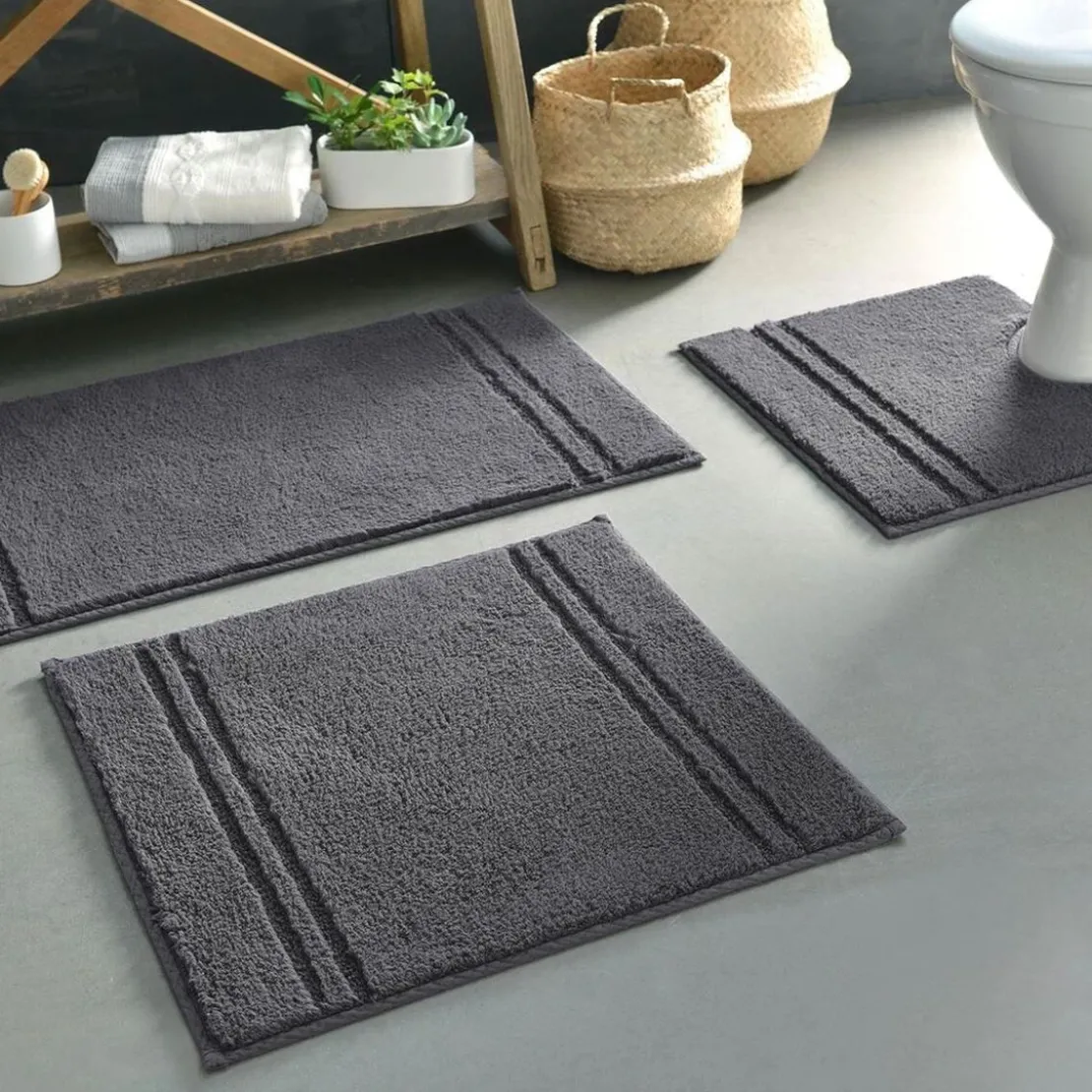 BecquetTapis de bain, contour WC en coton 1800g/m² LIGNUS - gris Anthracite