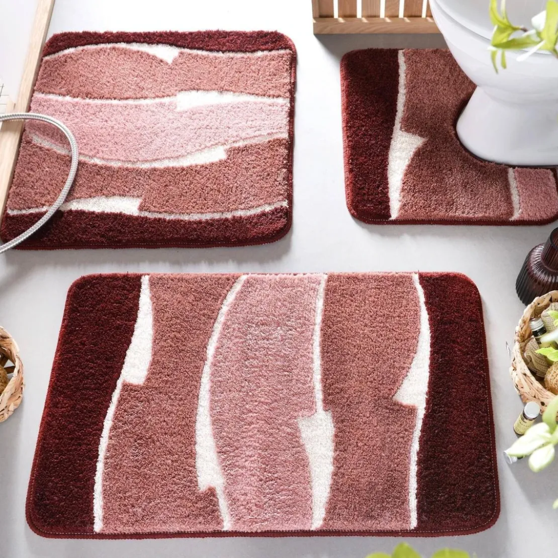BecquetTapis de bain contour WC antidérapant à motifs géométriques CONGO Rose