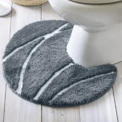 BecquetTapis de bain contour WC en polyester 50x45 PIERRE gris