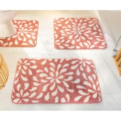 BecquetTapis de bain, contour WC en polyester PETALES rose