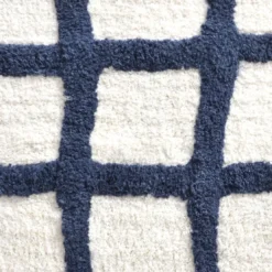 BecquetTapis de bain coton bicolore blanc cassé et bleu motif à carreaux 1870 g/m² - ABYSSALE
