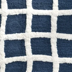 BecquetTapis de bain coton bicolore bleu marine et blanc motif à carreaux 1870 g/m² - ABYSSALE