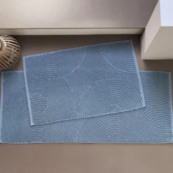 BecquetTapis de bain coton 1000 g/m² Mandala - bleu tempête