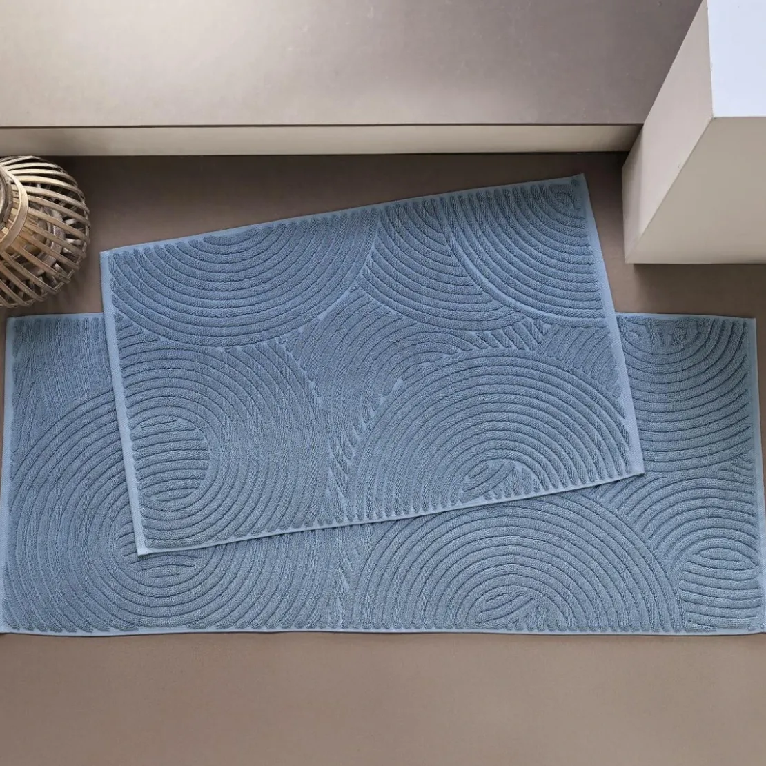 BecquetTapis de bain coton 1000 g/m² Mandala - bleu tempête