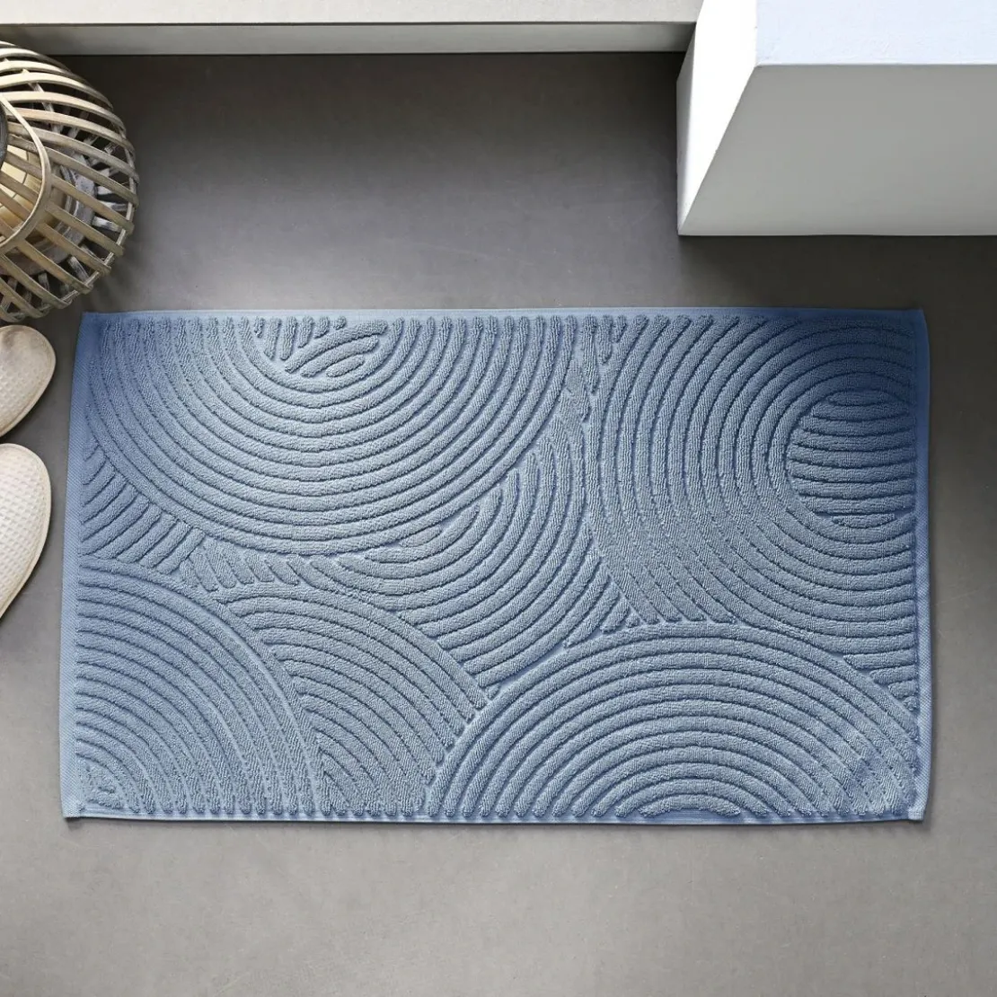 BecquetTapis de bain coton 1000 g/m² Mandala - bleu tempête