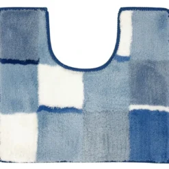 BecquetTapis de bain en acrylique bicolore bleu et blanc effet mosaÎque 1850 g/m²