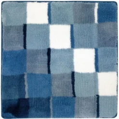 BecquetTapis de bain en acrylique bicolore bleu et blanc effet mosaÎque 1850 g/m²
