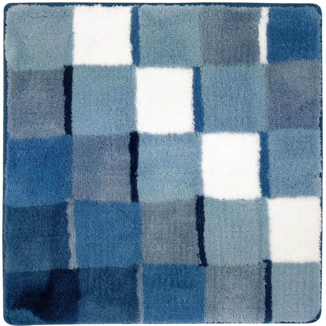 BecquetTapis de bain en acrylique bicolore bleu et blanc effet mosaÎque 1850 g/m²