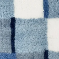 BecquetTapis de bain en acrylique bicolore bleu et blanc effet mosaÎque 1850 g/m²