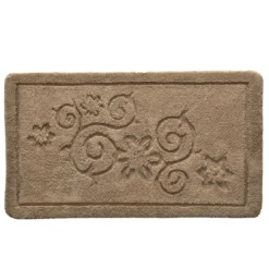 BecquetTapis de bain en coton maron taupe motif arabesques 1500 g/m²