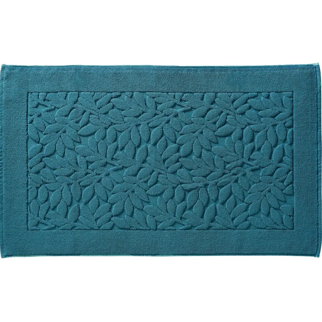 BecquetTapis de bain en coton 800 g/m² bleu motif feuillage - ROSELIERETAP