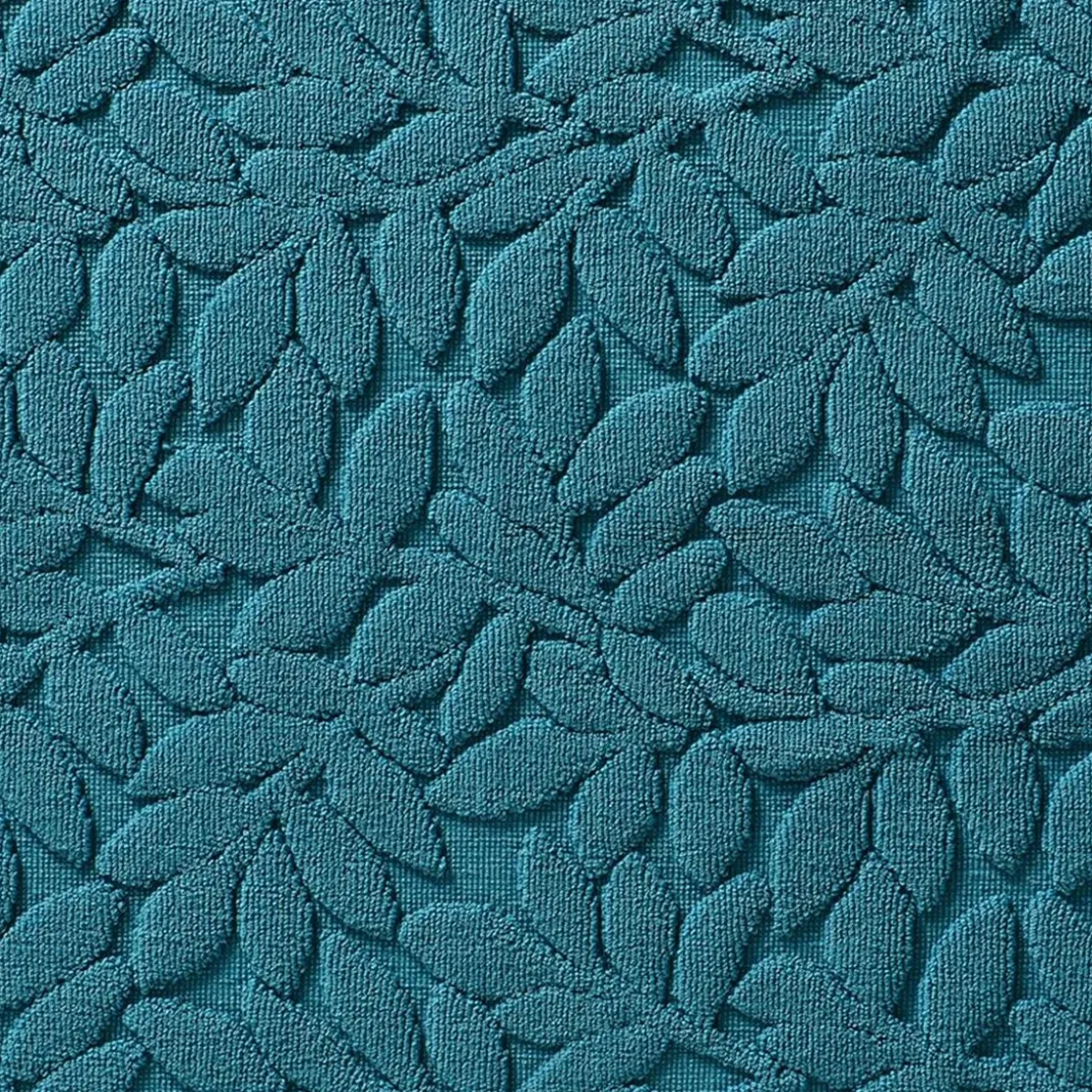 BecquetTapis de bain en coton 800 g/m² bleu motif feuillage - ROSELIERETAP