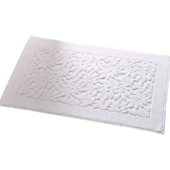 BecquetTapis de bain en coton 800 g/m² blanc craie motif feuillage - ROSELIERETAP