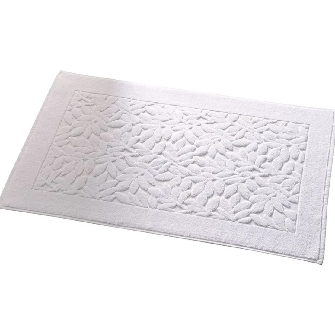 BecquetTapis de bain en coton 800 g/m² blanc craie motif feuillage - ROSELIERETAP