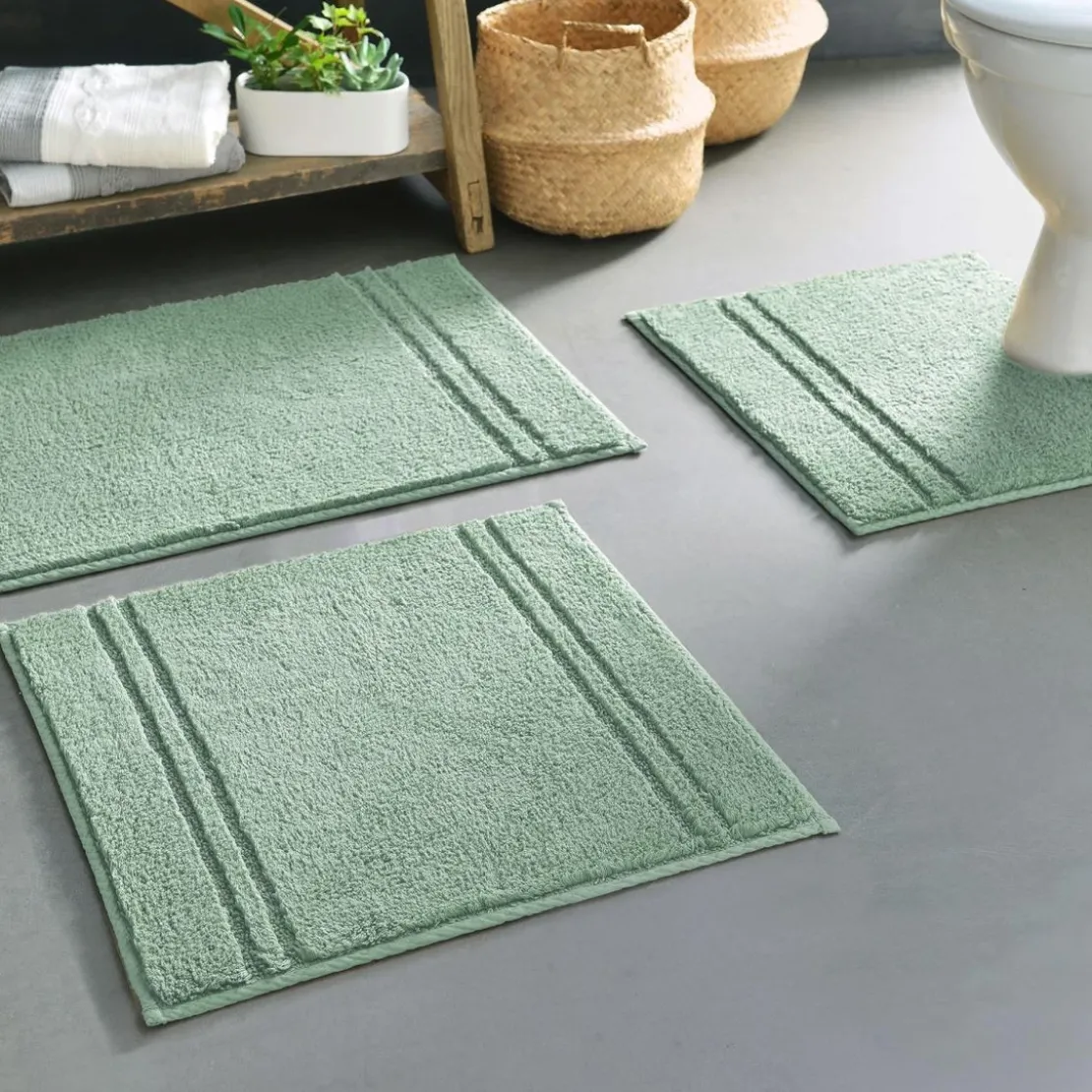 BecquetTapis de bain en coton 1800g/m² LIGNUS - vert amande