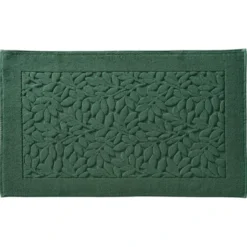 BecquetTapis de bain en coton 800 g/m² vert motif feuillage - ROSELIERETAP
